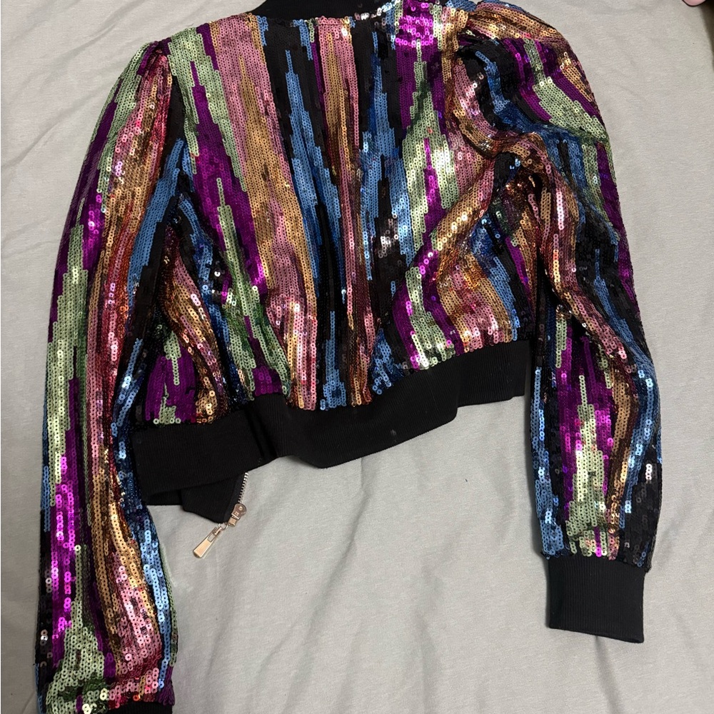 Fate Multicolor Sequin Bomber Jacket - Picture 2 of 3